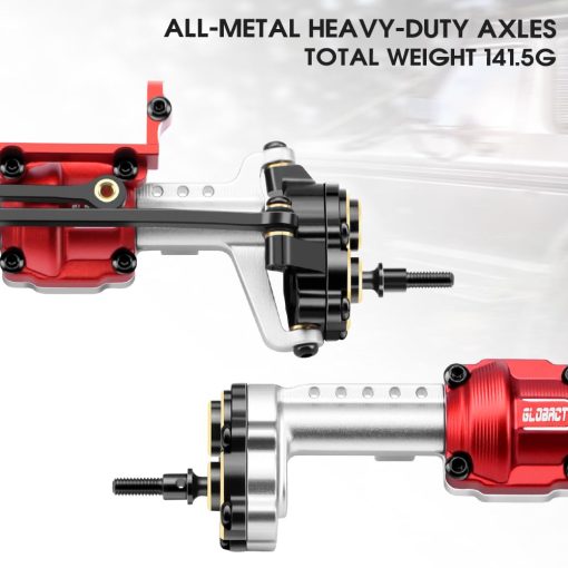 GLOBACT para 1/24 FCX24 Juego de Ejes Delanteros y Traseros del Portal Aumenta Diferencial & Bloqueo de Diferencial Ejes de Metal para FMS FCX24 Power Wagon Smasher Lemur K5 Blazer FCX18 LC80 Upgrade (Plateado) - Imagen 3
