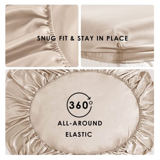 Sabanas de Seda 100% Momme 25 para Niños Promeed, Juego de Sabanas de Cama de Seda de Morera Grado 6A Certificadas Oeko-TEX con Bolsillo Profundo de 16" (Gris, Individual) - Imagen 5