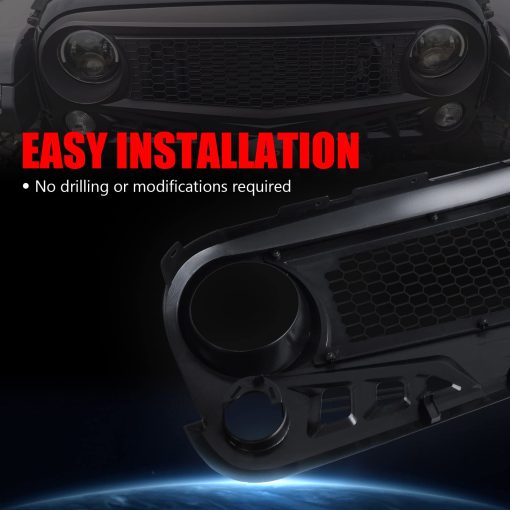 Parrilla Delantera con Rejilla de Malla Negro Mate Para Jeep Wrangler 2007-2018 Rubicon Sahara Sport JK - Imagen 4