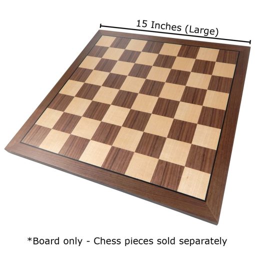 Tablero de ajedrez Kratos de madera de nogal incrustado, grande 15 x 15 pulgadas, solo tablero - Imagen 2
