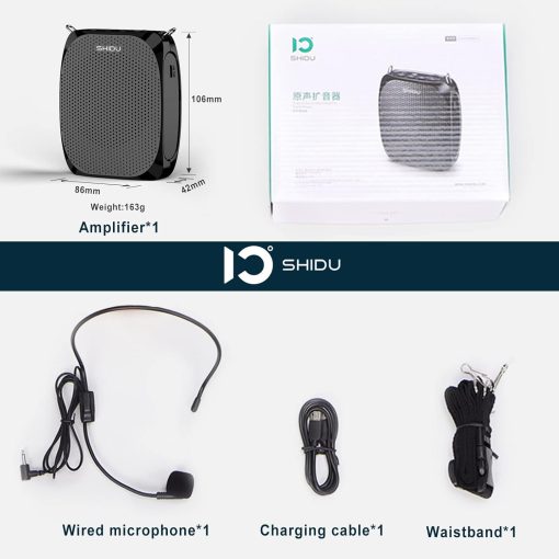 Amplificador de Voz Portatil SHIDU Microfono Personal para Hablar Sistema Pa Mini Recargable para Maestros Guias Turisticos Entrenadores Salon de Clases Canto Yoga Instructores de Fitness - Imagen 8