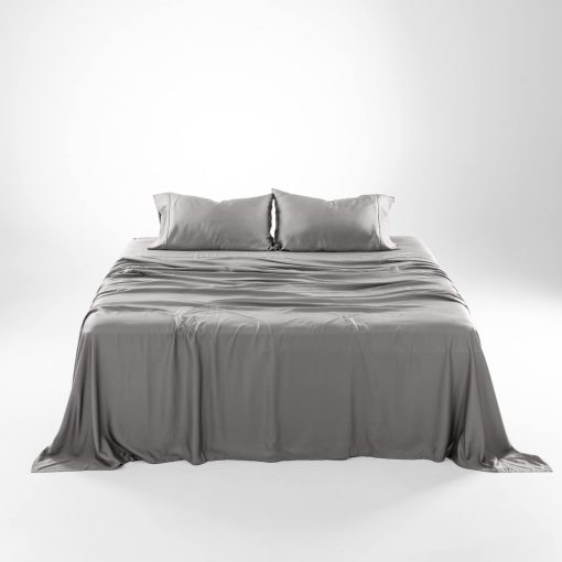 Juego de sabanas Olive + Crate Split King para cama ajustable, 100% fibra de Tencel Eucalyptus certificada de Austria, mejor que seda, lino y algodon, sabanas refrescantes para personas con calor, color gris piedra (106" x 107") - Imagen 5