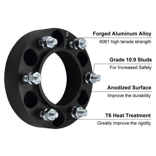 DCVAMOUS 4PC Separadores de rueda negro 6x5.5 Hubcentric de 1.5 pulgadas con esparragos de 14x1.5 compatibles con Chevy GMC 6 Lug 6x139.7 para Silverado Sierra 1500 de 1999-2022 | Suburban Yukon de 1988-2022 | RAM-1500 de 2019-2022 - Imagen 5