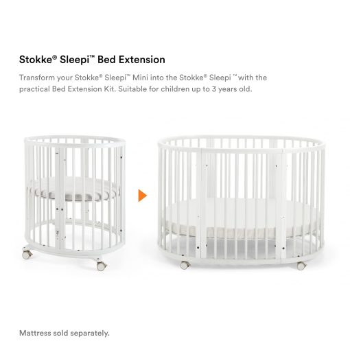 Extension de Cama Stokke Sleepi, Blanco - Convierte la Mini Cuna en Cama - Adecuado para Ninos de hasta 3 Anos - Colchon se Vende por Separado - Extiende la Cama a 50 Pulgadas - Imagen 2