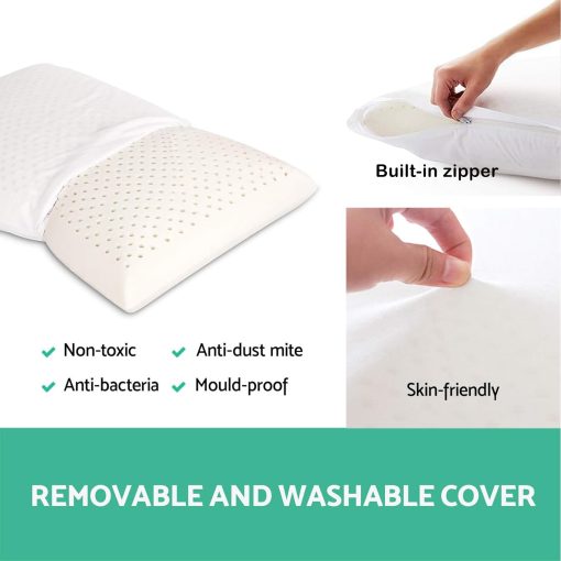 Almohada de Latex Talalay Premium 100% Natural, Almohada de Espuma de Latex Firme Intermedio Ayuda a Aliviar la Presion, Dolor de Cuello y Hombros, Sin Quimicos Toxicos de Espuma de Memoria, El Mejor Regalo (King (Extra Suave)) - Imagen 3