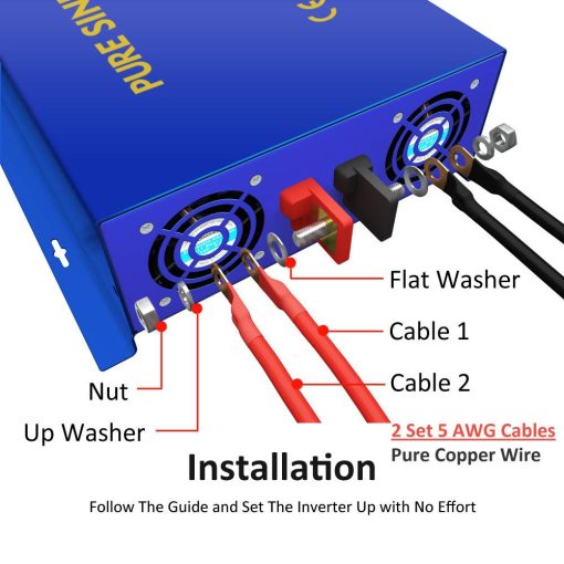 Inversor de Onda Senoidal Pura XYZ INVT 3000W - 36V DC a AC 120V 110V Inversor de Potencia Pico 6000W, Convertidor de Energia para Sistema Solar de Coche, Sistema de Energia Fuera de la Red (3000W36V) - Imagen 4