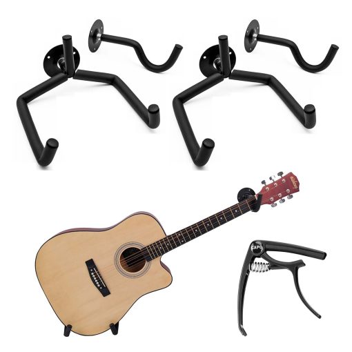 Vousile Soporte de pared para guitarras 2 piezas, Soporte de exhibicion de almacenamiento para 2 guitarras acusticas/electricas/guitarras clasicas en gancho de pared