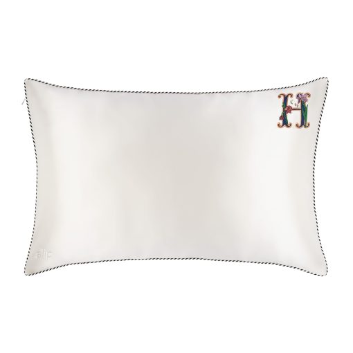 Funda de Almohada de Seda Pura - 100% Seda de Morera de 22 Momme - Tamano Estandar Reina - Anti-Envejecimiento, Anti-Cabeza de Cama, Anti-Arrugas - Coleccion Inicial: Letra H (20" x 30") - Imagen 9