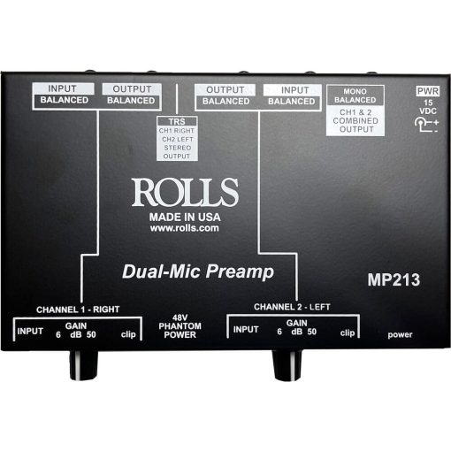 Rolls MP213 Preamplificador de Microfono de Dos Canales - Imagen 3