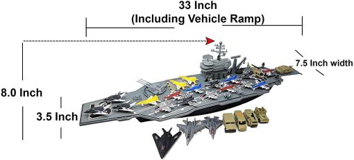 Combo de Portaaviones, Submarino y Destructor de juguete con vehiculos militares y aviones de combate - Imagen 3