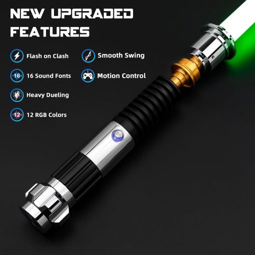 Sable de Luz Saberforms para Duelo con 12 Colores RGB, 16 Sonidos y Control de Movimiento, Sables de Luz FX con Mango de Metal Premium y Hoja Reemplazable, Sables de Luz para Adultos y Ninos - Imagen 2