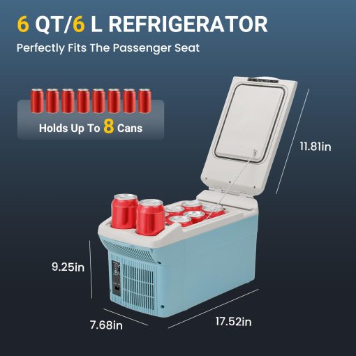 Nevera/Escarchadora de Coche ICEROVER 12V 6 Cuartos (6L), 12 Voltios DC &110V AC, Nevera Electrica Portatil Compacta Para Camping Termoelectrico 12V Mini Nevera para Coche, RV, Camping (Azul) - Imagen 5