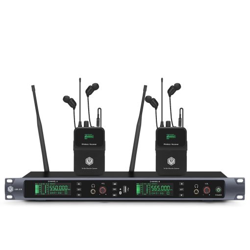 Sistema de monitorizacion inalambrica W IN-MIX EM200 UHF 2 Canales 2 Bodypacks con auriculares utilizados para escenario, banda, estudio de grabacion, actuacion en vivo