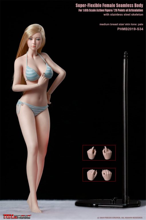 Figura de accion sin costuras HiPlay TBLeague Tipo de cuerpo de nina joven y Busto mediano 1:6 Escala S34 (Palido, con Cabeza) - Imagen 4