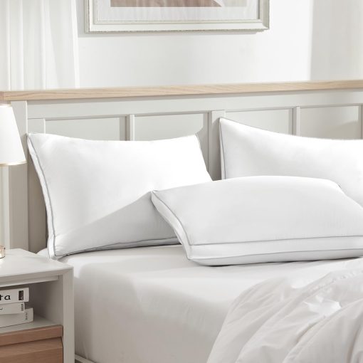 Almohada de Plumas de Lujo Globon, Almohada Muy Esponjosa Tamano King, Almohadas de Cama Acolchadas para Dormir, Juego de 2 (18"X34") - Imagen 7