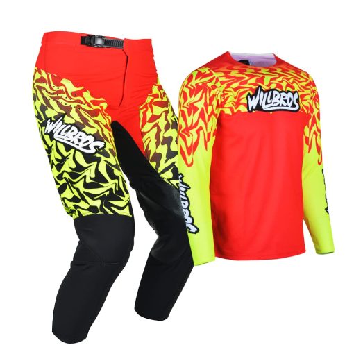 Conjunto de jersey y pantalon para jovenes Willbros Kids MX Motocross Gear Set Racewear Off-Road MTB ATV Motorcycle Boys Girls Rojo YXL - Imagen 2