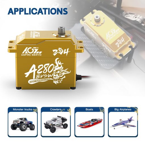 AGFRC 128KG Servo-Motor de Alto Torque 1/5 Escala - 16.8V Impermeable Metal Gear Brushless Servo para Autos RC 1/5, angulo de Control 180? (A280BVSW 2024 Especial (3S y 4S)) - Imagen 8