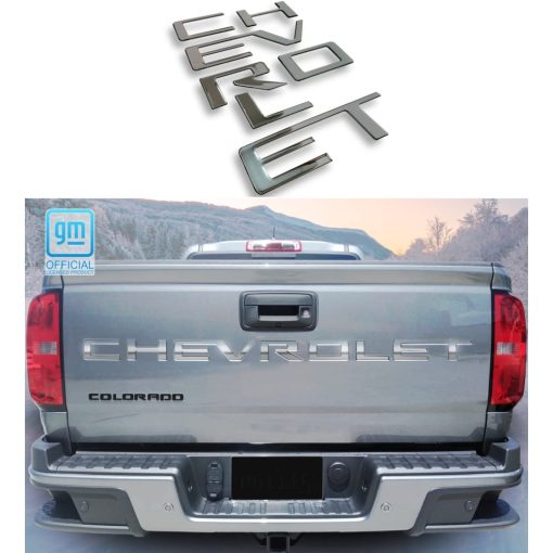 Nox Lux Letras en relieve 3D de uretano para porton trasero de Chevrolet compatibles con modelos 2021-2022 de Colorado (Cromo liquido)