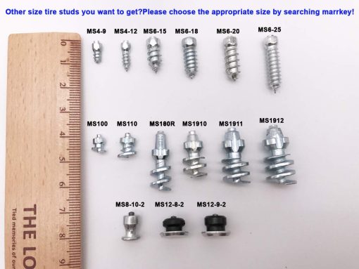 Punta de neumatico con tornillo, clavos para neumaticos, Marrkey 100PCS Puntas de carburo de acero [Antideslizante de seguridad] Clavos de nieve para neumaticos de rueda para Cargadores, Tractores, Camiones de direccion deslizante MS1911 (11 x 22.8mm) - Imagen 9