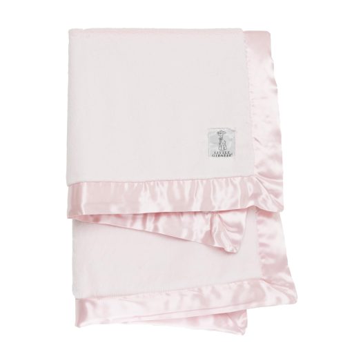 Manta para bebe Little Giraffe - Manta suave de lujo con ribete de saten - Manta para cochecito de bebe - Articulos esenciales para recien nacidos y regalos para bebes - 29x35" - Rosa
