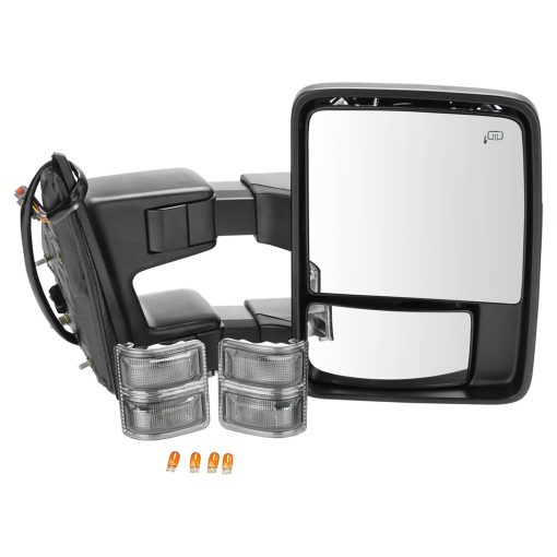 Espejo de remolque para vista lateral Trail Ridge con senal ahumada calefactada plegable telescopica lado del conductor izquierdo LH para camiones Ford Super Duty (F250, F350, F450) - Imagen 5