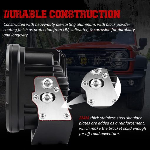 Faros LED Samman, Luces LED Cuadradas 4.6 pulgadas 72W 6000K Luces Off Road LED con DRL Amarillo para ATV UTV Pickup Truck Trailer, 2 Piezas - Imagen 2