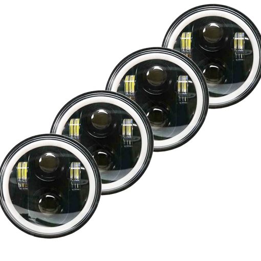 AMUNIESUN 4pcs Faros de 5 3/4" 5.75 pulgadas con Luz Alta Baja Luz de Giro ambar Anillo Halo Blanco DRL, Reemplazo Para Luz H5006
