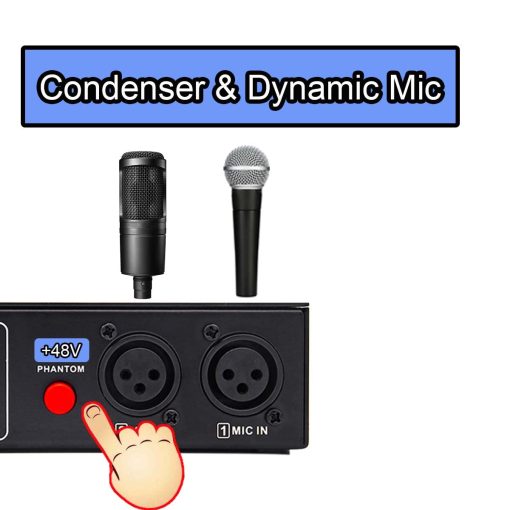 Rodyweil Preamp de Microfono Booster de Microfono 4 Entradas Max 65db DI Box con Phantom Power de 48V para Microfono Dinamico y de Condensador - Imagen 4