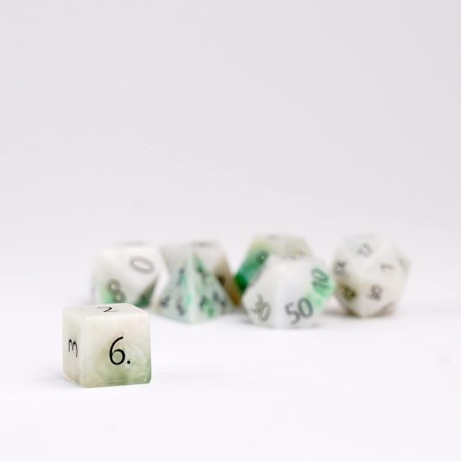 Set de Dados DND FanRoll de Metallic Dice Games 16mm en Piedra: Grabado en Jade, Dados de Juego de Rol para Dungeons and Dragons - Imagen 2