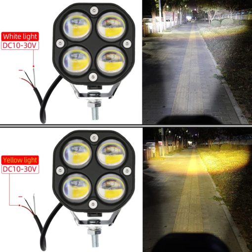 Luces de conduccion LED de pod doble color ambar/amarillo blanco 2Pcs 40W 3 pulgadas Luces de conduccion LED OffRoad Luces auxiliares de trabajo Luces de zanja Se ajustan a motocicleta camion auto SUV ATV barco camionetas Tractor - Imagen 3