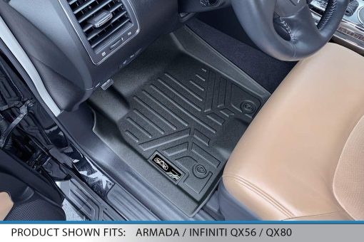 Juego de 2 tapetes para piso SMARTLINER a medida color negro compatible con Armada 2017-2018 / Infiniti QX56 2011-2013 / QX80 2014-2018 - Imagen 2