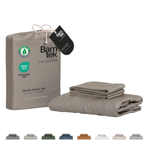 Juego de sabanas Queen Size Bamtek 100% Viscosa de Bambu, Super Suave, 4 Piezas para Camas Queen, Sabanas de Enfriamiento para Durmientes Calurosos, Juego de Sabanas Ecologicas, Sabanas Queen Neutrales - Arena (60x80x18 Pulgadas)