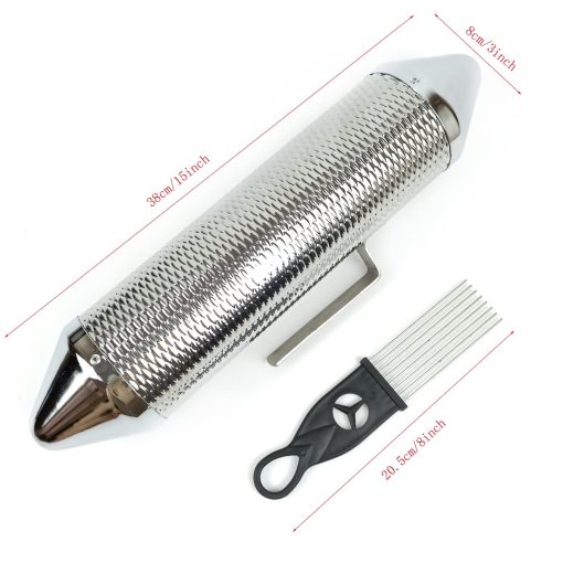 Guiro metalico LOONELO, Instrumento de percusion de acero inoxidable Herramienta de entrenamiento con raspador, Shaker de guiro Acompanamiento de banda musical de percusion latina (Plata-15X3inch) - Imagen 4