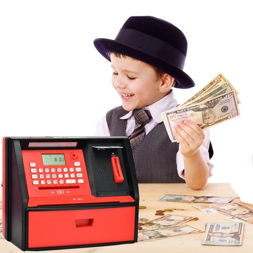 ATMBnk Alcancia Interactiva de ATM para Ninos, Juguete Seguro para Ahorrar Dinero con Proteccion de Contrasena, Reconocimiento de Monedas, Insercion de Billetes, para Ninos y Ninas de 5 a 12 anos (Azul/Plateado) - Imagen 3