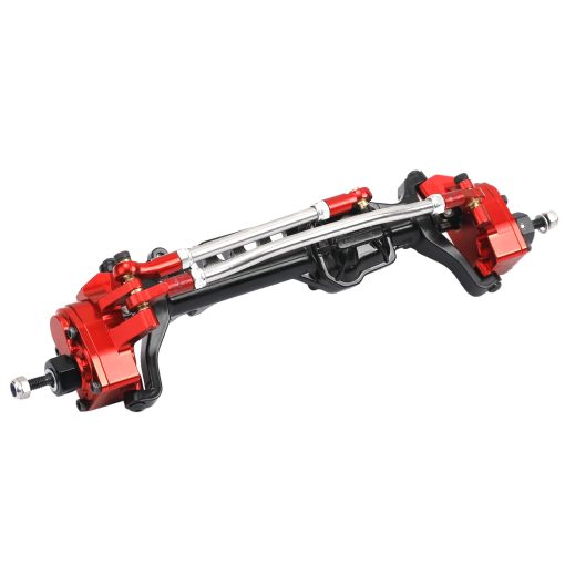 Eje delantero de aleacion de aluminio para Axial SCX10 III AXI03007 1/10 RC Crawler Upgrades (Rojo y Negro, Delantero)