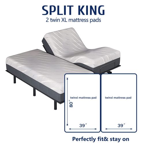 Colchoneta Twin XL para Dolor de Espalda, Cubierta Extra Gruesa para Colchon, Parte Superior de Almohada Esponjosa, Bolsillo Elastico Profundo, Gris - Imagen 2