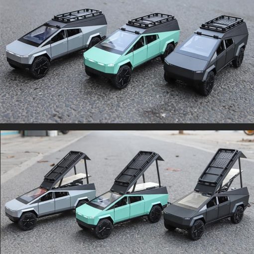 EROCK 1:24 Modelo de Coche de Camping RV, Juguete de Remolque Pickup - Modelo de Camioneta con Funcion de Sonido y Luces, Regalos Adecuados, Decoraciones, Coleccionables (Camping RV Plata) - Imagen 6