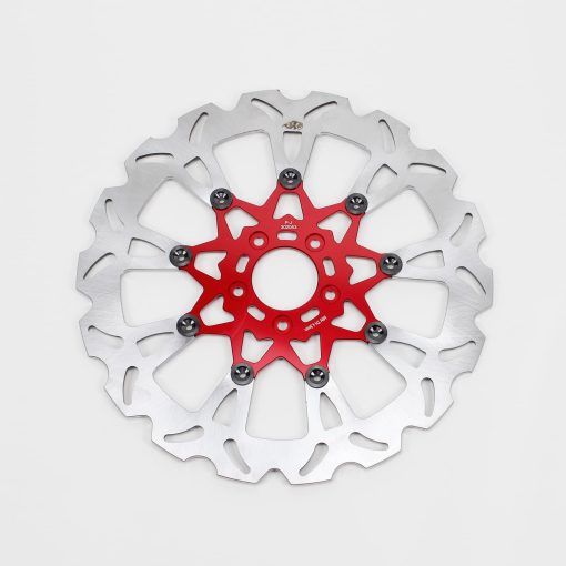 Disco de freno delantero flotante POWERJAMES Rojo de 14.0"  para Harley Davidson Softail Dyna Sportster FL FX XL con Montaje de Circulo de Pernos de 3.25" (Rojo Interno)