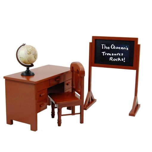 Conjunto de Muebles y Accesorios para Muñecas de 18 Pulgadas, Escritorios de Maestra y Estudiante con Libros Escolares, Pizarra, Lapiz, Globo y Mas, Compatible con Muebles para Muñecas American Girl - Imagen 5