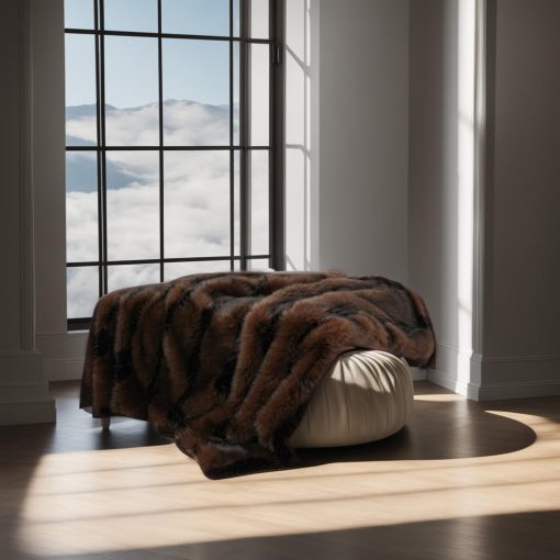 Manta de pelo de zorro de imitacion Inchgrass, manta de piel de lujo para sofa, manta esponjosa super calida y elegante, acogedora y mullida para sofa, sillon y cama, manta de felpa lavable 74"x60" en color marron