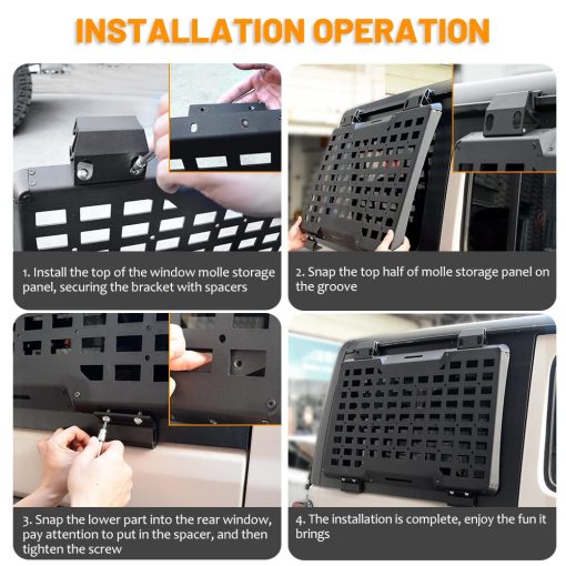 Panel de Almacenamiento Molle para Ventana Trasera FURYENGRAVER Kit de Flanco Panel Molle Protector Decorativo para Jeep Wrangler 2018-2022 JL 4 Puertas - Imagen 8