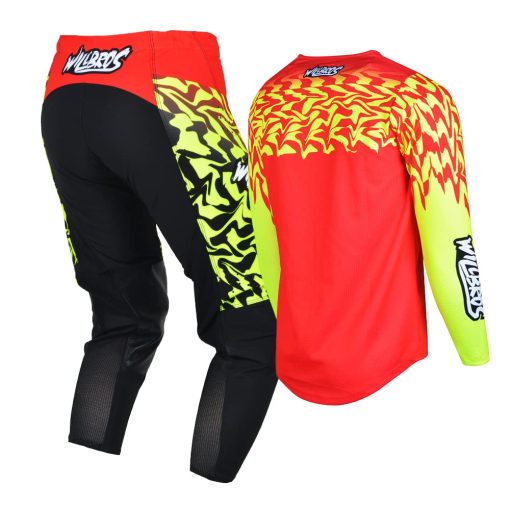 Conjunto de jersey y pantalon para jovenes Willbros Kids MX Motocross Gear Set Racewear Off-Road MTB ATV Motorcycle Boys Girls Rojo YXL - Imagen 3