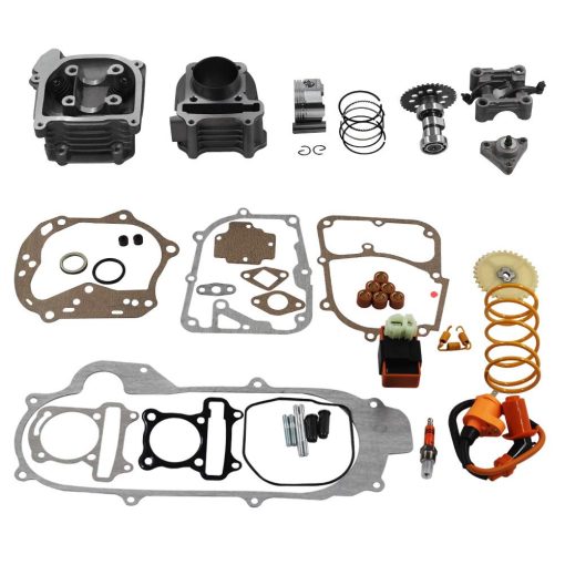 Kit de Reconstruccion de Cilindro GY6 Kymlaa 100cc para 69mm Valvula 49CC 50CC 139QMB Scooter de Moped Motor de 50mm con Juego de Actualizacion de Eje de Levas Bobina de Encendido Racing CDI de 6 pines Bujia de Alto Rendimiento Resorte de Embrague