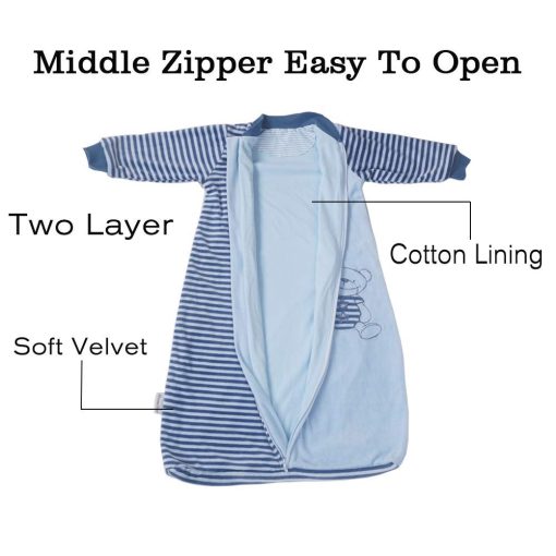 Saco de Dormir para Bebe de Manga Larga 9-24M de Algodon de Terciopelo Calido de BLOOMSTAR de 12-18 Meses - Manta Portatil para Ninos y Ninas Pequenos Bebes - Saco de Dormir Suave para Envolver con Brazos - Tog 2.0 Sleeper de Transicion - Imagen 6