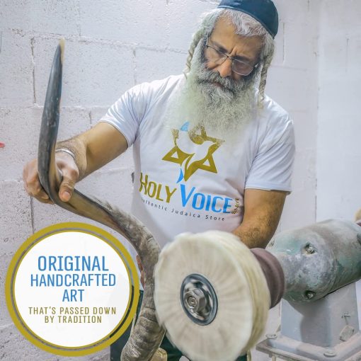 Shofar de Kudu Kosher de Israel - Tradicional Cuerno Yemeni Semi Pulido que Incluye Bolsa de Transporte, Cepillo, Spray Antiolores y Guia de Soplido - Instrumento Musical Sagrado Facil de Tocar (41"-42") - Imagen 2