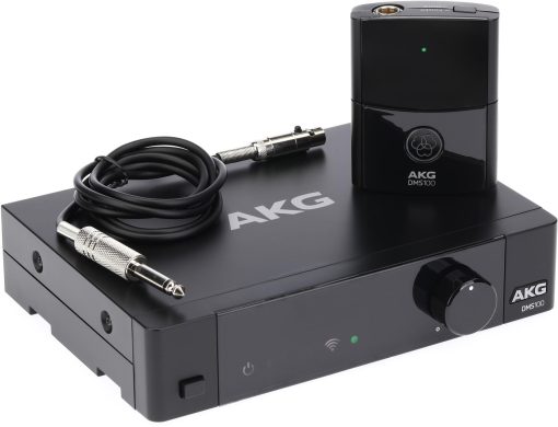 Sistema Inalambrico de Instrumento AKG Pro Audio DMS100 con Receptor Estacionario SR100 y Transmisor de Cinturon PT100, Negro