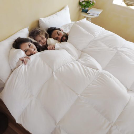 Edredon de plumas de ganso de lujo 100% algodon 750FP tamano queen 50 oz, inserto mullido de edredon para todas las estaciones, calidez media ultra suave coleccion de edredones de hotel (Blanco, 90x90 pulgadas) - Imagen 6