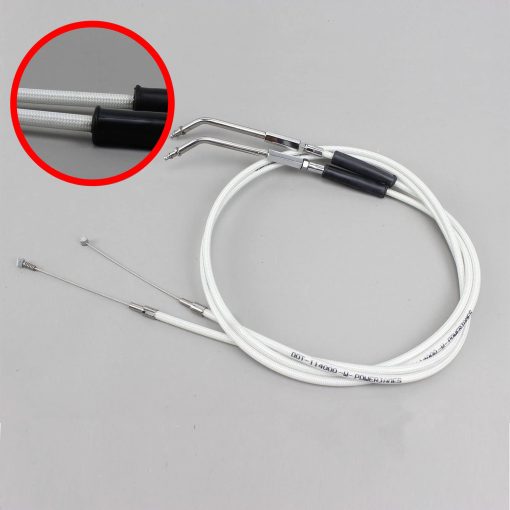 Cable de acelerador inactivo trenzado de acero inoxidable 47.0" blanco perla plateado POWER JAMES apto para Harley Davidson - Imagen 6