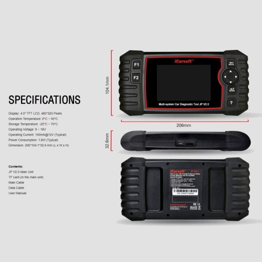 Herramienta de diagnostico iCarsoft JP V2.0 para vehiculos japoneses Toyota/Lexus/Scion/Isuzu/Nissan/Infiniti/Mitsubishi/Honda(Acura)/Mazda/Subaru +Reset de aceite +EPB+BMS+DPF+SAS+ETC+BLD+INJ - Imagen 5