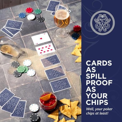 Baraja de Cartas Pesadas Ideal para Exteriores (Paquete de 25) | Cartas de Juego a Prueba de Viento Resistentes al Agua | Cartas de Poker Protegidas de Plastico Grueso (Azul) - Imagen 3